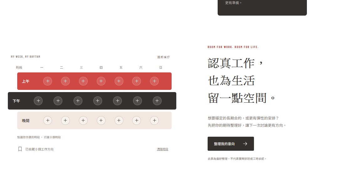每週時段與工作意向整理