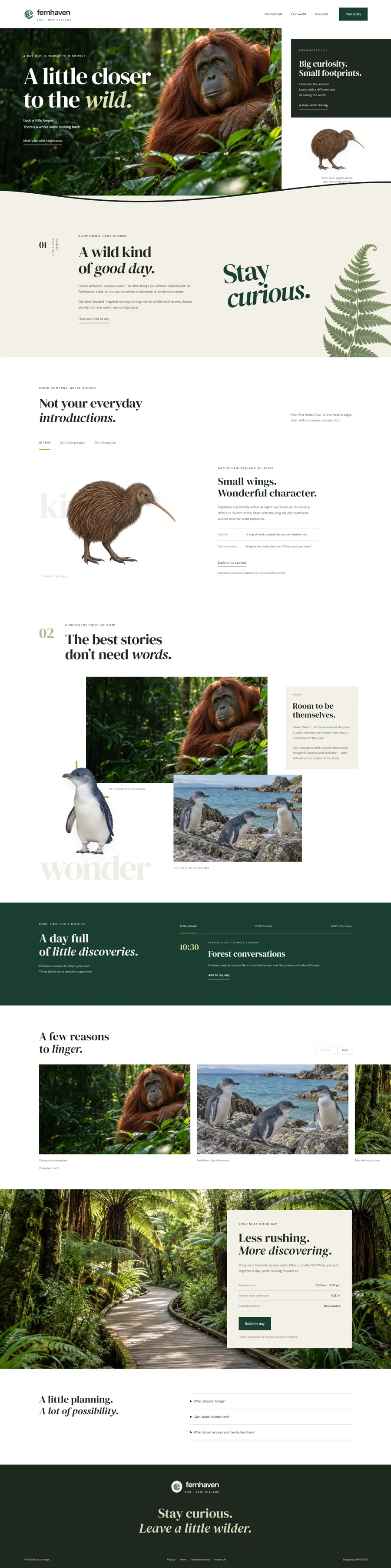 Fernhaven Zoo website overview