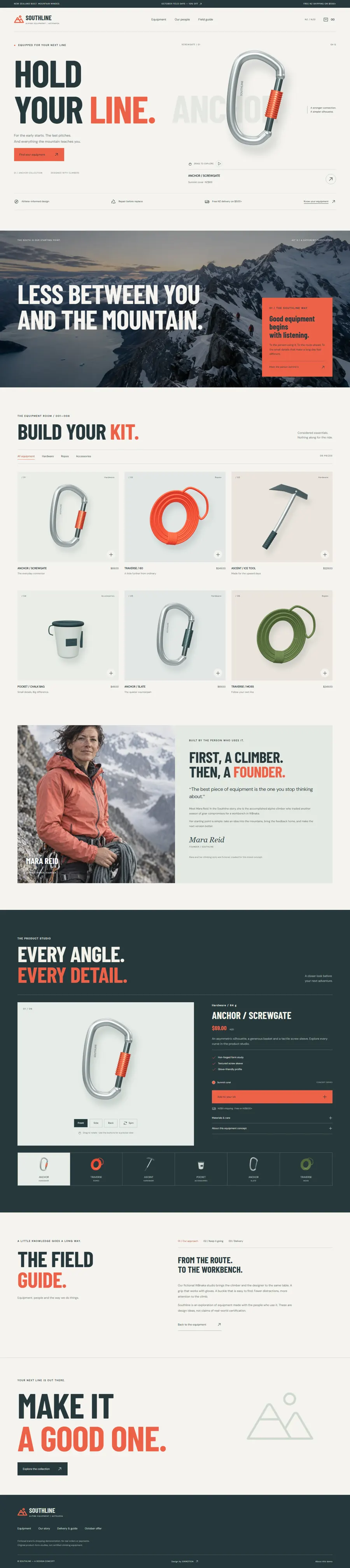 SOUTHLINE Alpine Equipment website overview