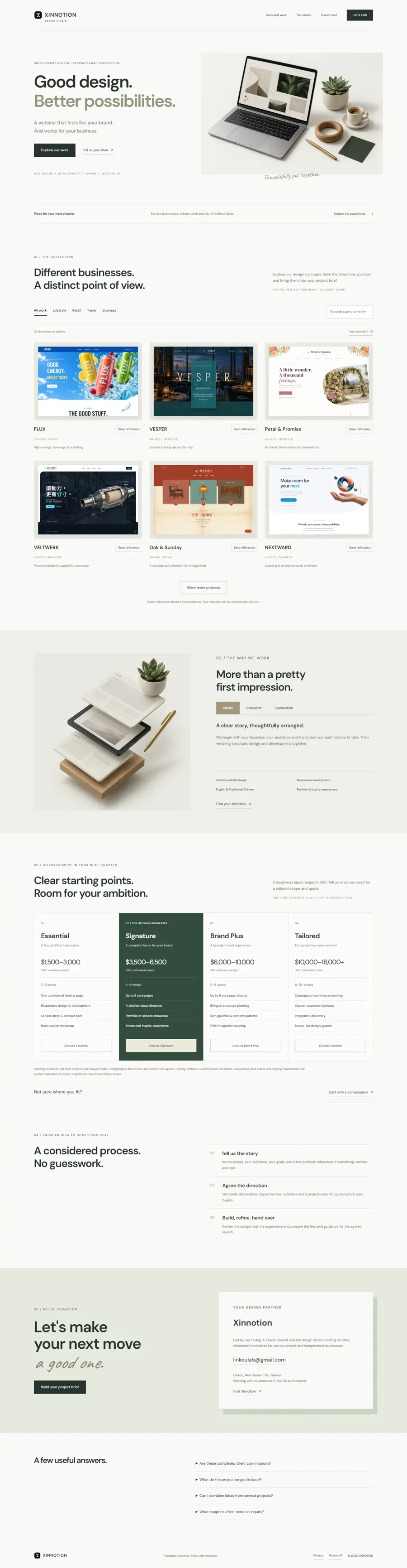 XINNOTION Agency Concept website overview
