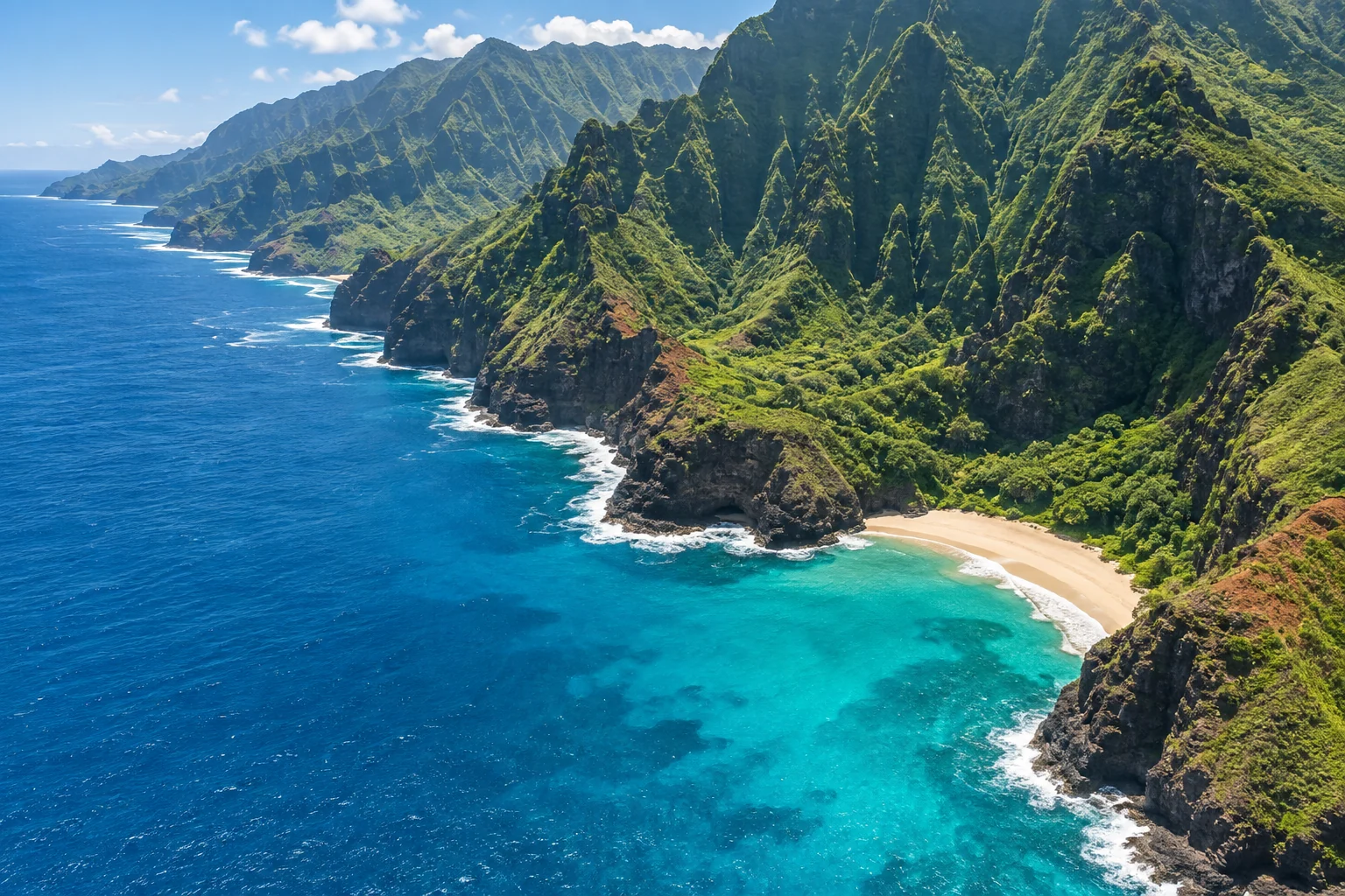 ハワイをイメージした緑豊かな海岸の風景