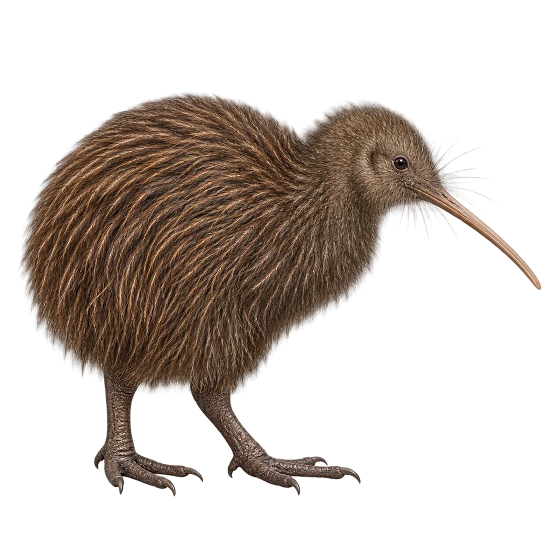 A brown kiwi with its long beak