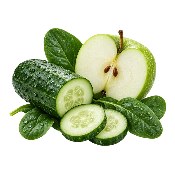 Cucumber and fresh leafy greens