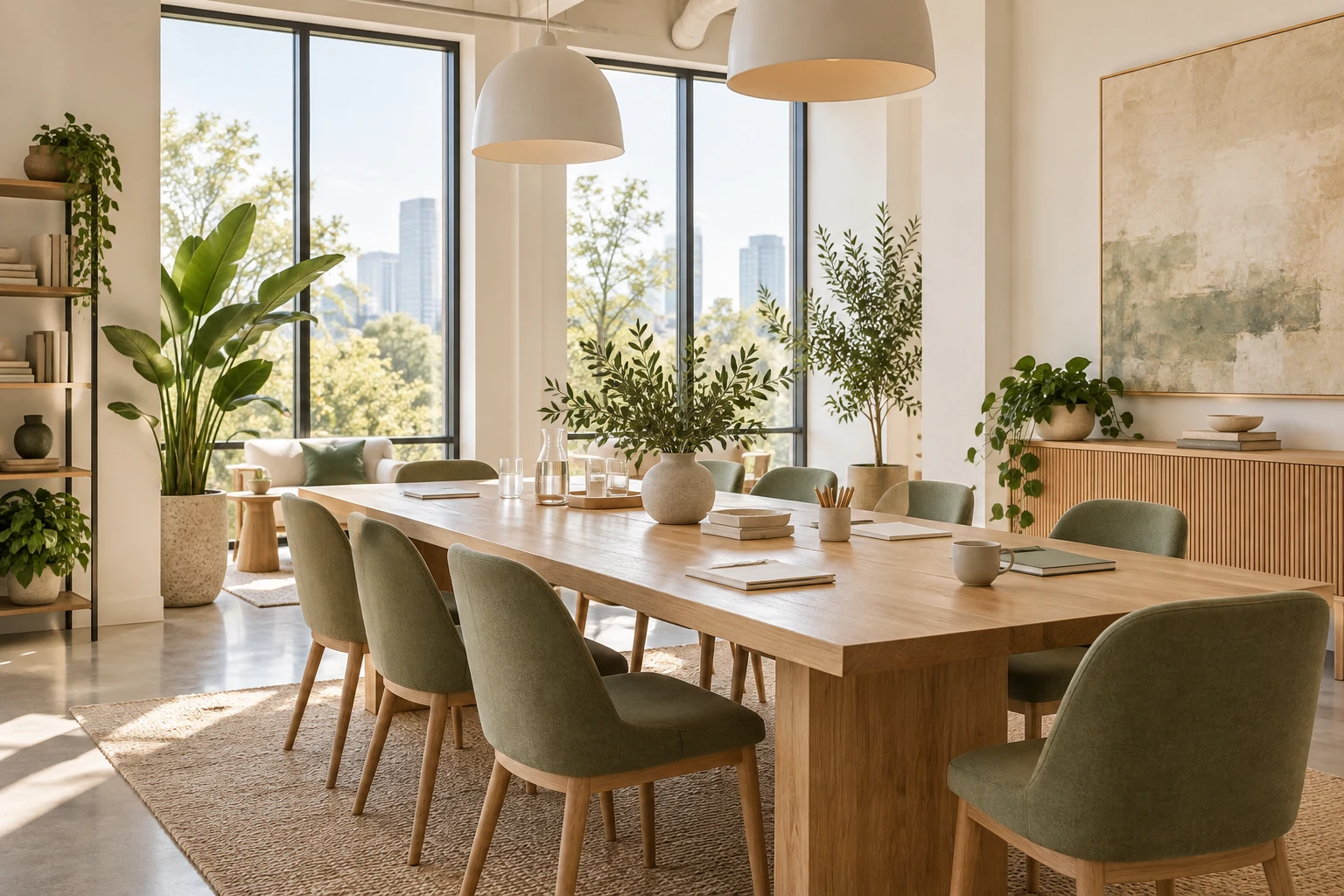 Bright fictional coworking and meeting space