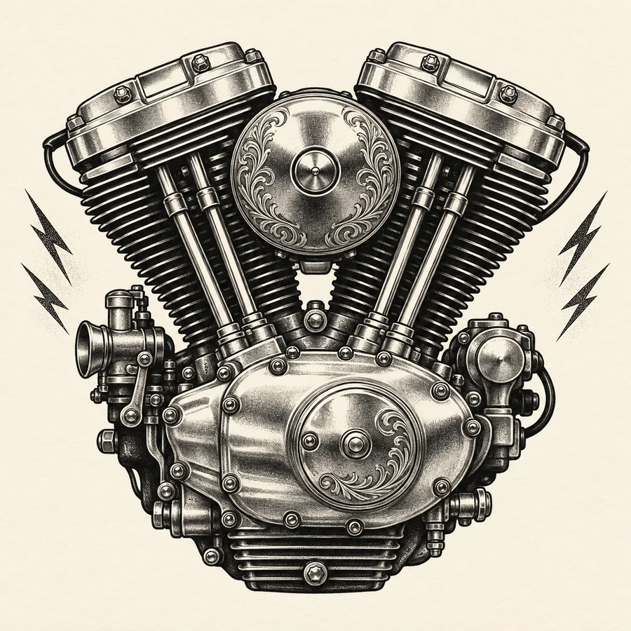 Motorcycle engine tattoo concept