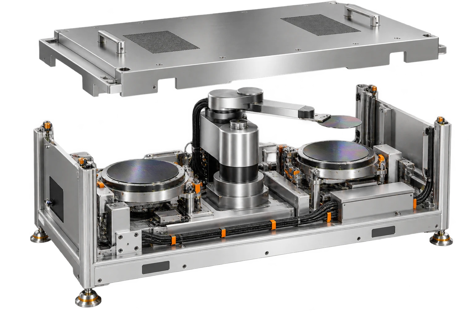 Illustrative wafer handling module with separated cover