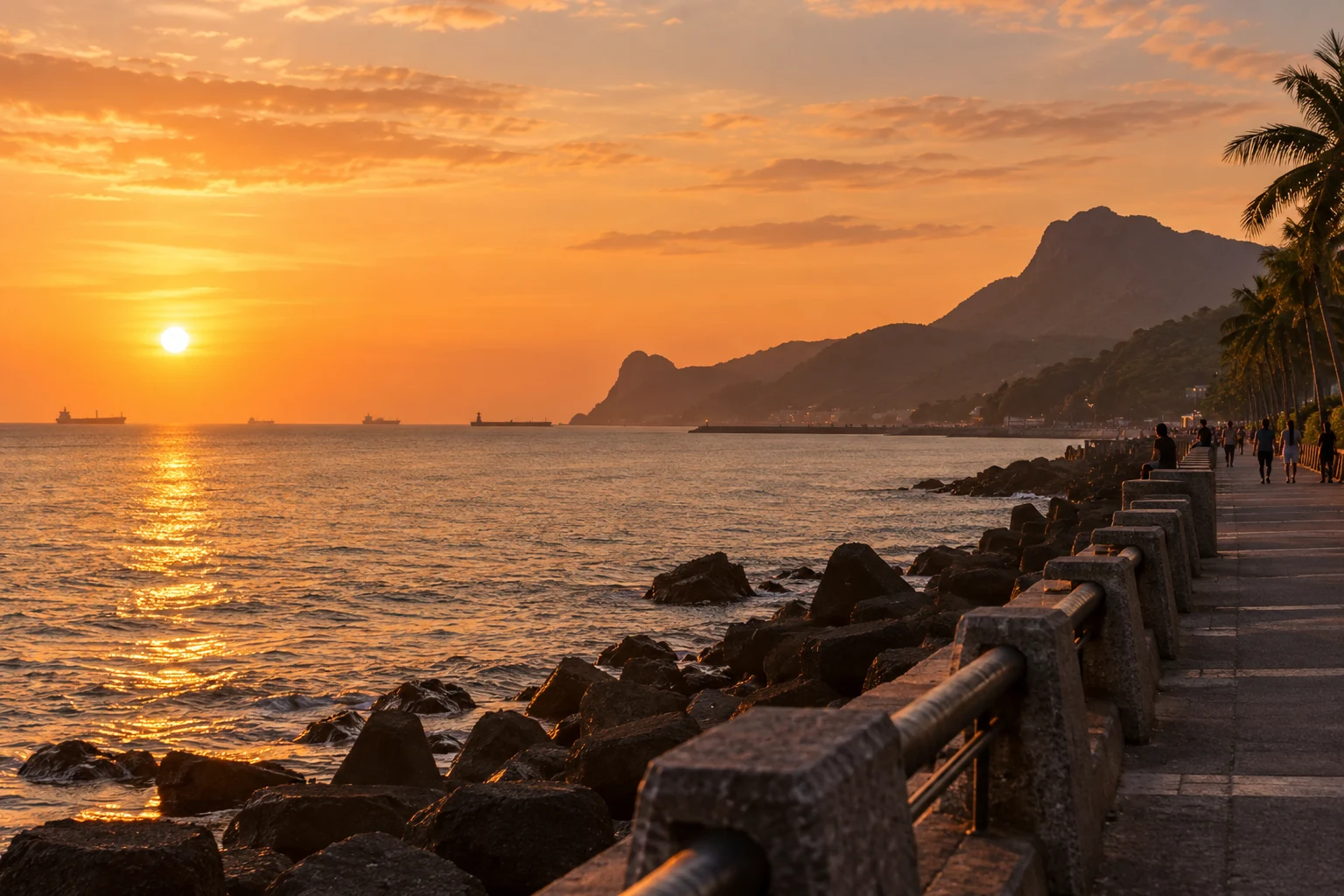 西子灣海岸的夕陽旅行意象