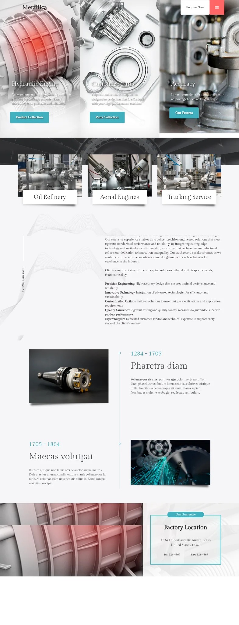 Metallica industrial website screenshot