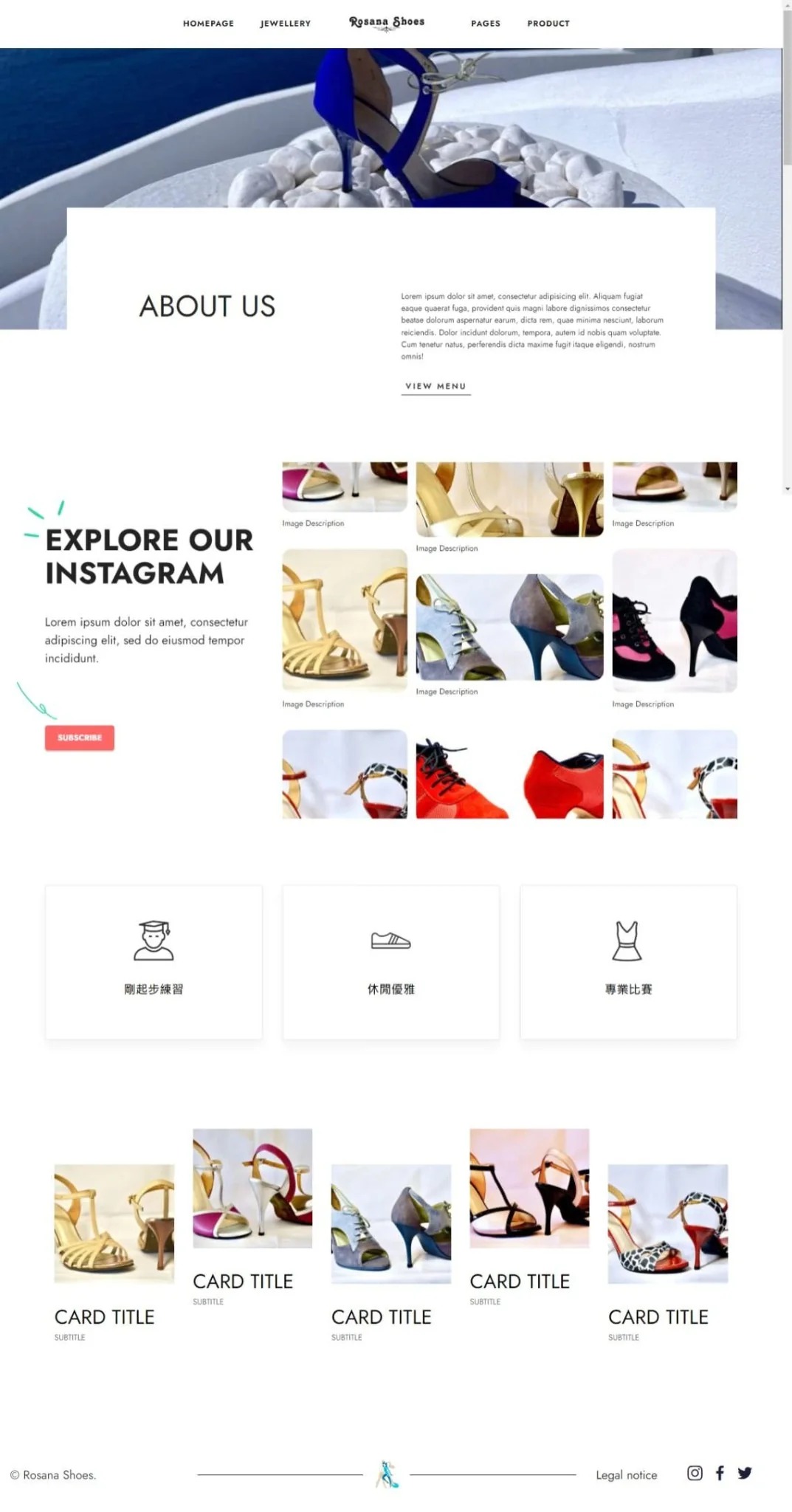 Rosana Shoes fashion boutique website screenshot